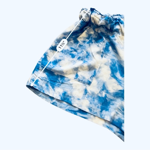 New Look casual sports blue white tie-dye Shorts Small elastic waist flowy soft - Picture 6 of 9